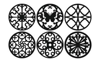 Decorative floral patterns, geometric template for cnc laser cutting vector