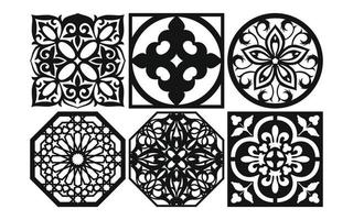 Decorative floral patterns, geometric template for cnc laser cutting vector