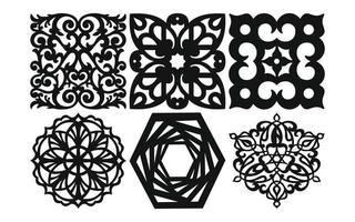 Decorative floral patterns, geometric template for cnc laser cutting vector