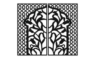 Black patterns with white background, Islamic vectors with floral panels for CNC laser cutting