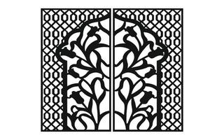 Black patterns with white background, Islamic vectors with floral panels for CNC laser cutting