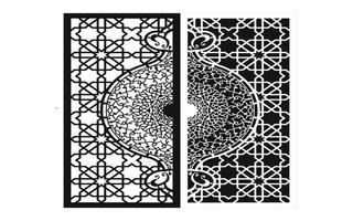 Black patterns with white background, Islamic vectors with floral panels for CNC laser cutting