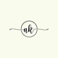 initial handwriting AK logo template Illustration. AK Letter beauty monogram Logo vector