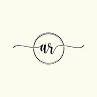 initial handwriting AR logo template Illustration. AR Letter beauty monogram Logo vector