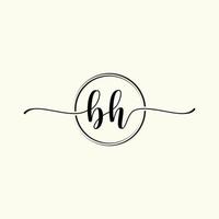 initial handwriting BH logo template Illustration. BH Letter beauty monogram Logo vector