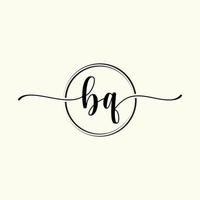 initial handwriting BQ logo template Illustration. BQ Letter beauty monogram Logo vector