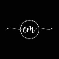 initial handwriting CM logo template Illustration. CM Letter beauty monogram Logo vector