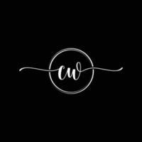 initial handwriting CW logo template Illustration. CW Letter beauty monogram Logo vector