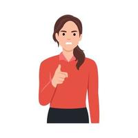 Furious businesswoman feel emotional screaming and scolding. woman point with finger shout and lecture. Flat vector illustration isolated on white background