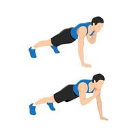 Plank shoulder taps exercise. Flat vector illustration isolated on white background. Layered vector. Abs workout. Flat vector illustration isolated on white background