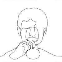 one continuous line drawing of a man drinking wine from a glass stemmed glass. Vector seamless illustration of a guy drinking from a wine glass, can be used for animation