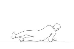 man fell to the floor or ground - one line drawing vector. concept to wallow, fall off your feet vector