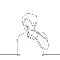 man pokes index finger at viewer - one line drawing vector. concept accusation, single out someone, point out vector