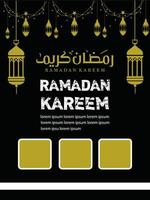 hajj y Umrah lujo paquete volantes, Ramadán kareem volantes modelo islámico folleto enviar Arábica caligrafía, saludo tarjeta celebracion de musulmán comunidad festival, Traducción el mes de rápido vector