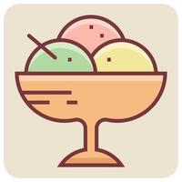 Filled color outline icon for ice cream cup. vector