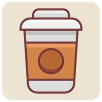 Filled color outline icon for coffee cup. vector