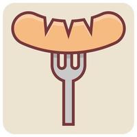Filled color outline icon for hotdog. vector