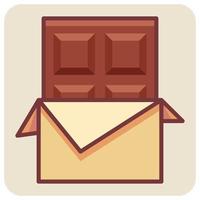 Filled color outline icon for chocolate bar. vector