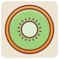 Filled color outline icon for kiwi slice. vector