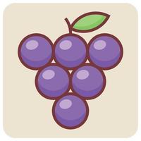 Filled color outline icon for black currant. vector