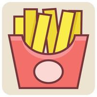 Filled color outline icon for french fries. vector