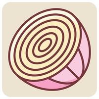 Filled color outline icon for half onion. vector