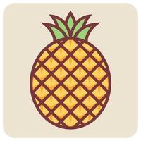 Filled color outline icon for pineapple. vector