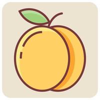 Filled color outline icon for plum. vector