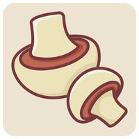 Filled color outline icon for mushroom. vector