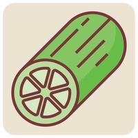 Filled color outline icon for cucumber. vector