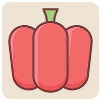 Filled color outline icon for red capsicum. vector