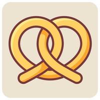 Filled color outline icon for pretzel. vector