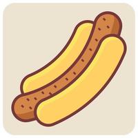 Filled color outline icon for sausage. vector