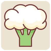 Filled color outline icon for cauliflower. vector