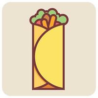 Filled color outline icon for shawarma. vector