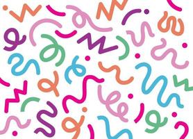 Fun colorful line doodle seamless vector pattern. Creative style art background for children or trendy design with basic shapes
