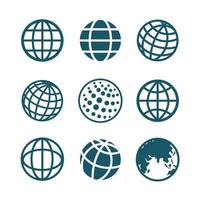 Globe grid line icons set, outline vector symbolcollection, geography earth globe planet vector illustration