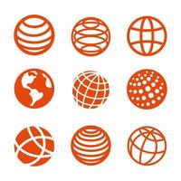 Globe grid line icons set, outline vector symbolcollection, geography earth globe planet vector illustration