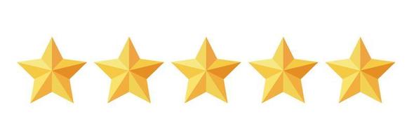 Five stars rating button. Yellow rating stars on white background. vector