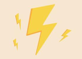 Yellow lightning bolt sticker, printable weather clipart vector illustration