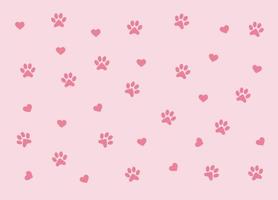 Cat or dog paw print with heart pattern vector design