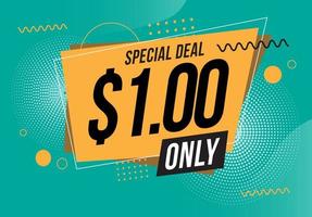 Special dollar one only deal and sale banner vector illustration