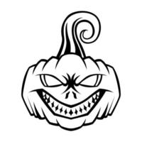 Pumpkin Head Vector Black And White Logo Design Illustration