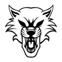 Angry Wolf Vector Black And White Logo Design Illustration Template