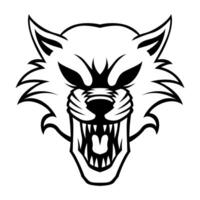 Angry Wolf Vector Black And White Logo Design Illustration Template