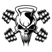 cráneo con barbo vector icono símbolo mascota vector ilustración negro y blanco aislado