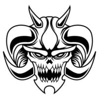 Demon Vector. Black And White Angry Demon Head Logo Vector Mascot template