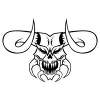 demonio vector negro y blanco diablo cabeza logo mascota modelo