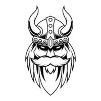 antiguo hombre vikingo cabeza negro y blanco mascota logo diseño vector modelo ilustración