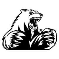 Bear Vector. Black And White Angry Bear Logo Vector Mascot template